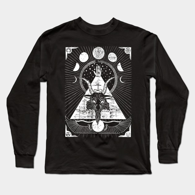 Baphomet on Black Long Sleeve T-Shirt by SWAMPMEAT